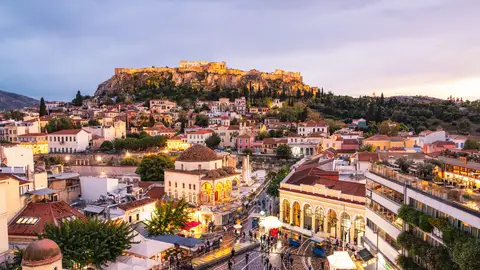 Uitzicht Athene in de avond